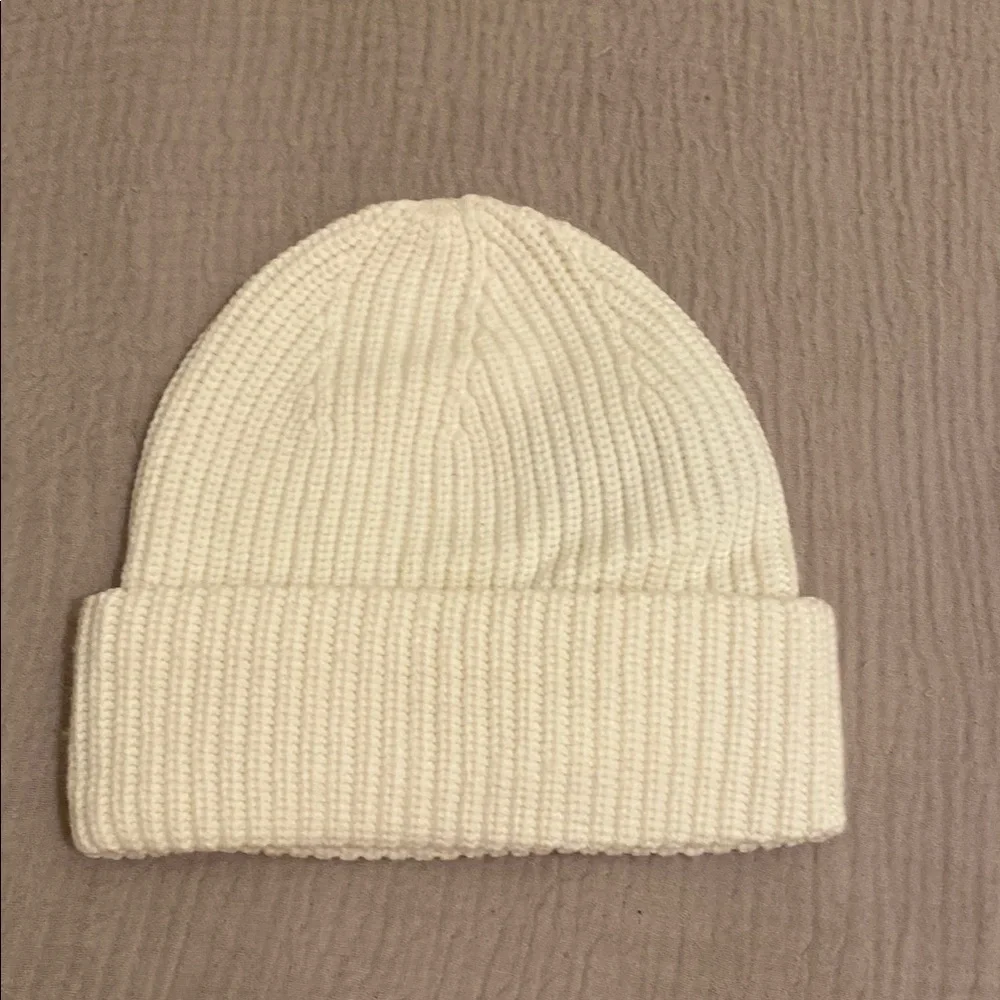 All Saints Ivory Knit Beanie wool blend